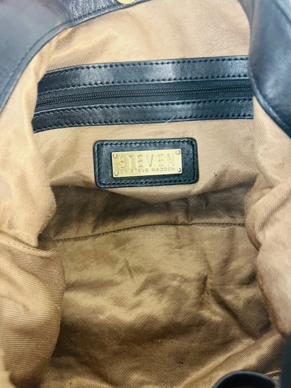 Steven by Steve Madden Black Leather Shoulder Bag – Hobo / Satchel Style - Picture 7 of 15